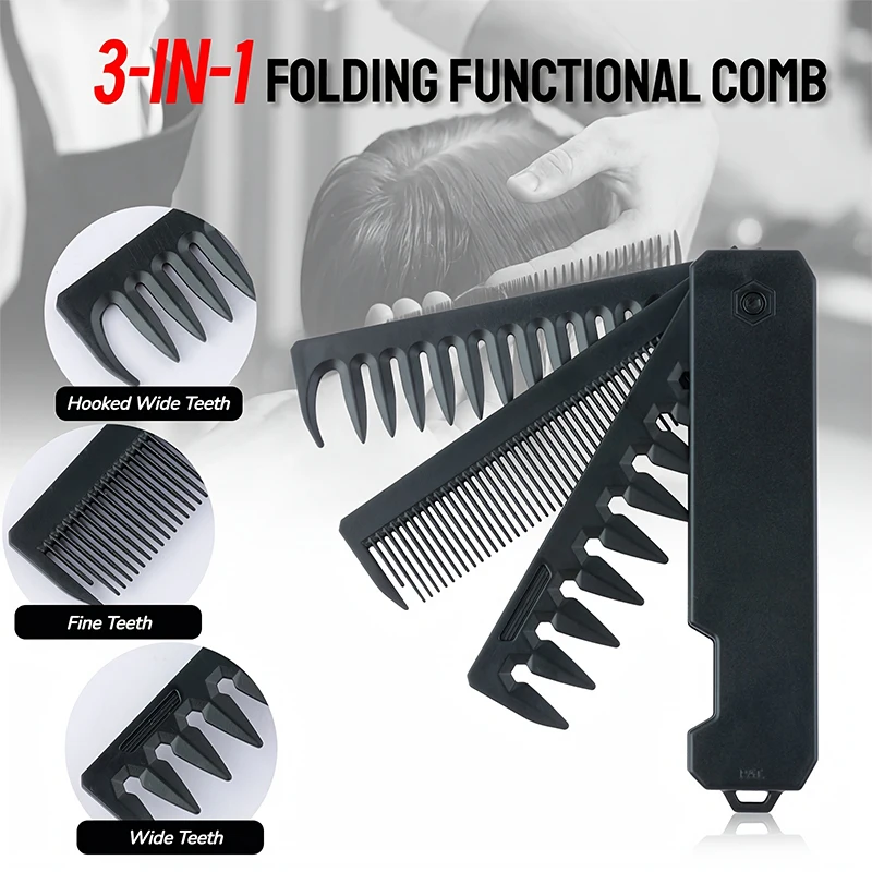 3-in-1 Folding Beard Comb for  - огляд і ціна Mens Grooming Box